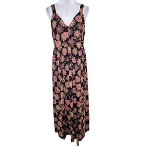 Baby Phat Midi Dress 1X Brown Slinky V-Neck Medallion Jersey Bohemian Y2K New